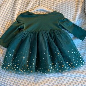 Hanna Andersson Green Dress with Gold Star Pattern